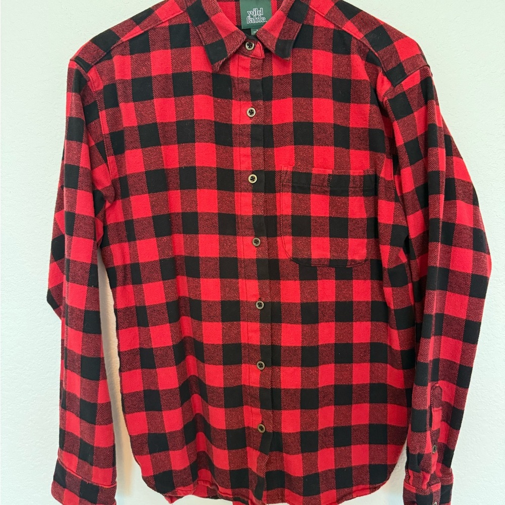 Wild Fable Red and Black Casual Button Down Shirt